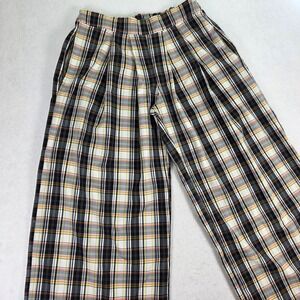 Jade by Jane Women XL Wide Leg Pants Plaid Black Orange Excellent Pleated Front